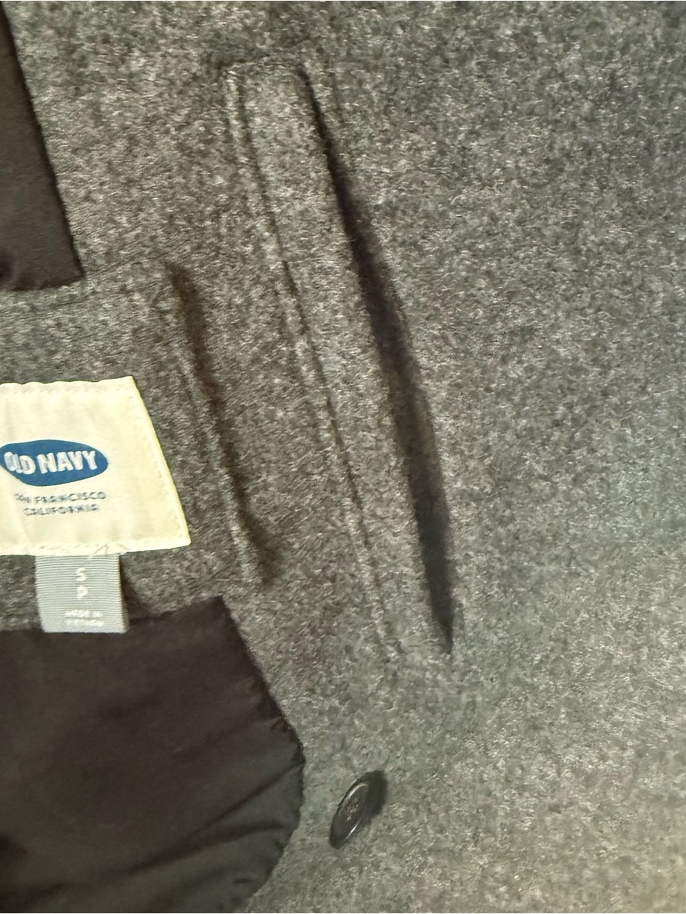 Old Navy Charcoal Gray Double-Breasted Peacoat - Picture 5 of 7